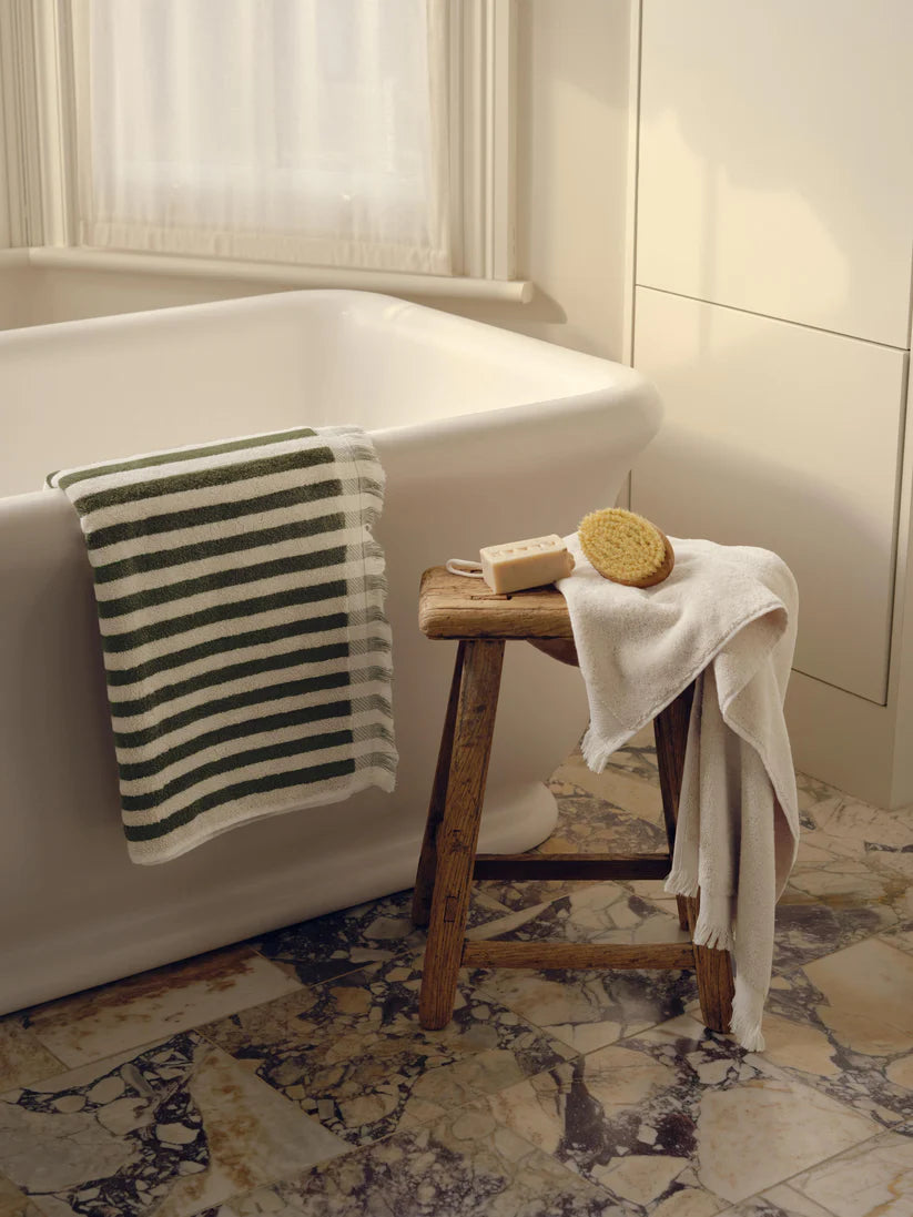 Olive Green Pembroke Stripe Cotton Towels