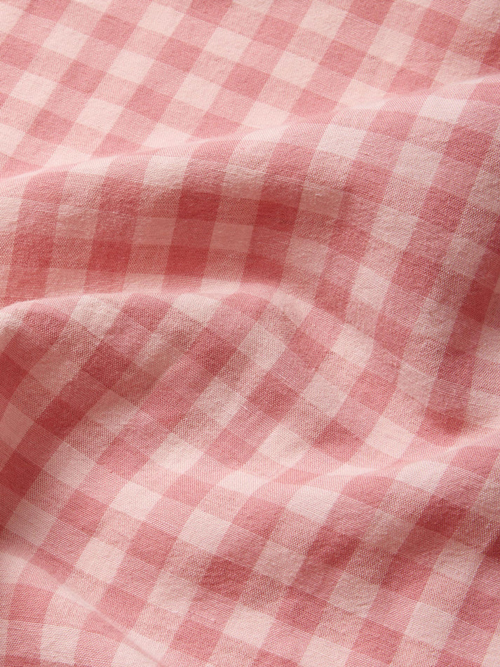 Dusty Pink & Rose Colour Drenched Gingham Linen Blend Duvet Cover