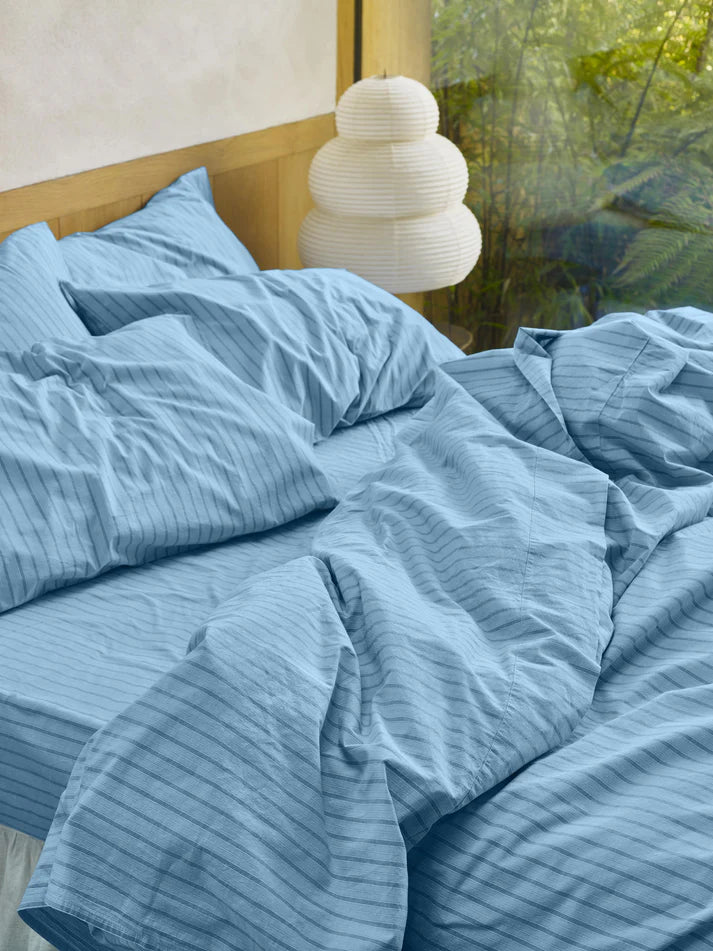 Pale Blue Favourite Shirt Stripe Cotton Duvet Cover