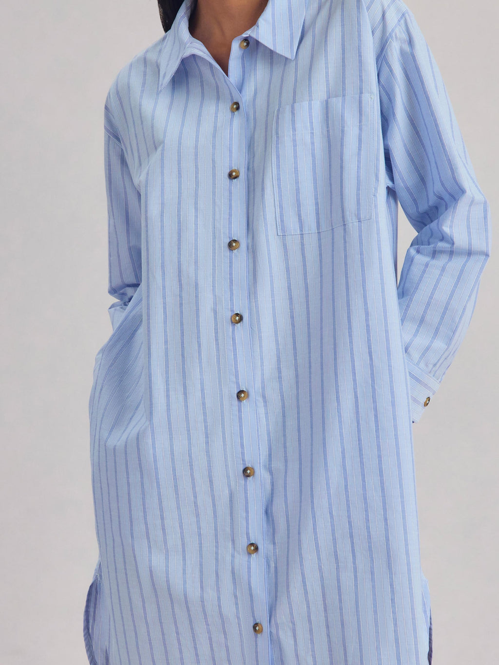 Pale Blue Favourite Shirt Stripe Cotton Nightshirt