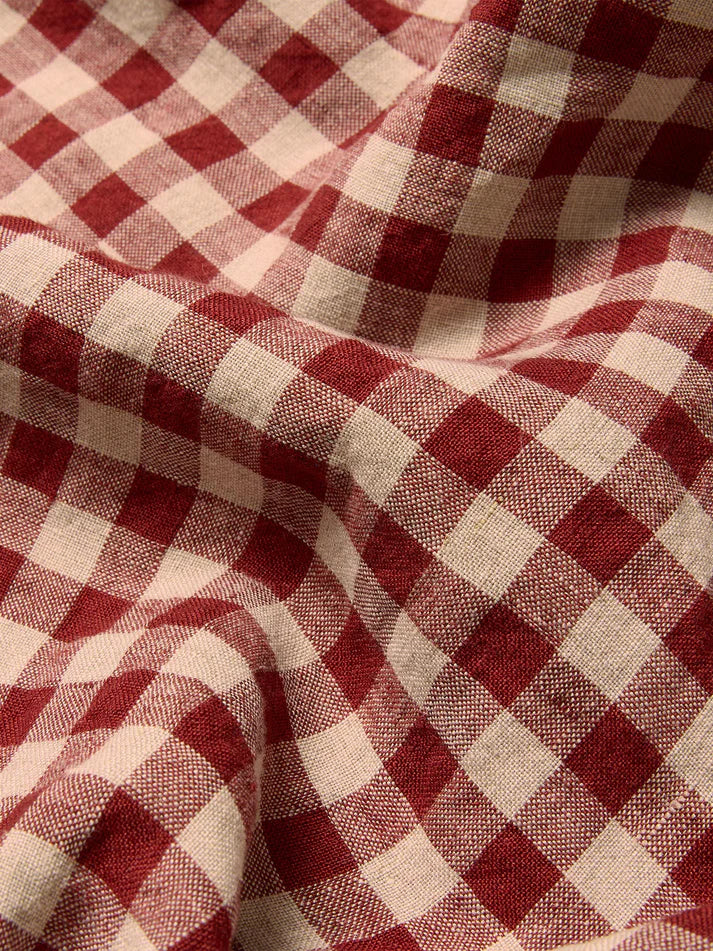 Rhubarb Gingham Linen Blend Duvet Cover