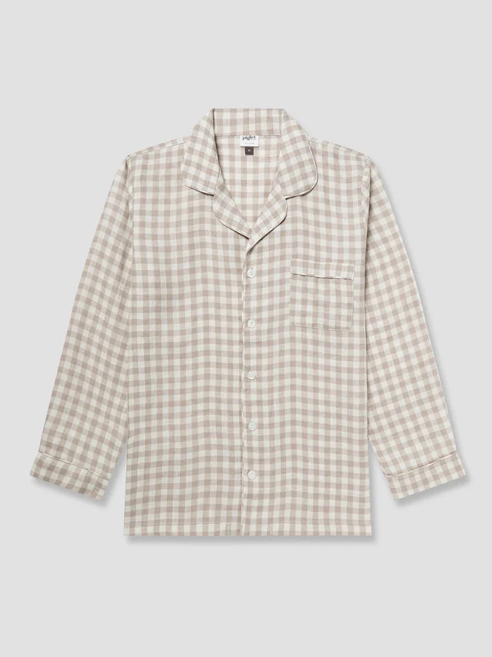 Men's Mushroom Gingham Pajama Shirt