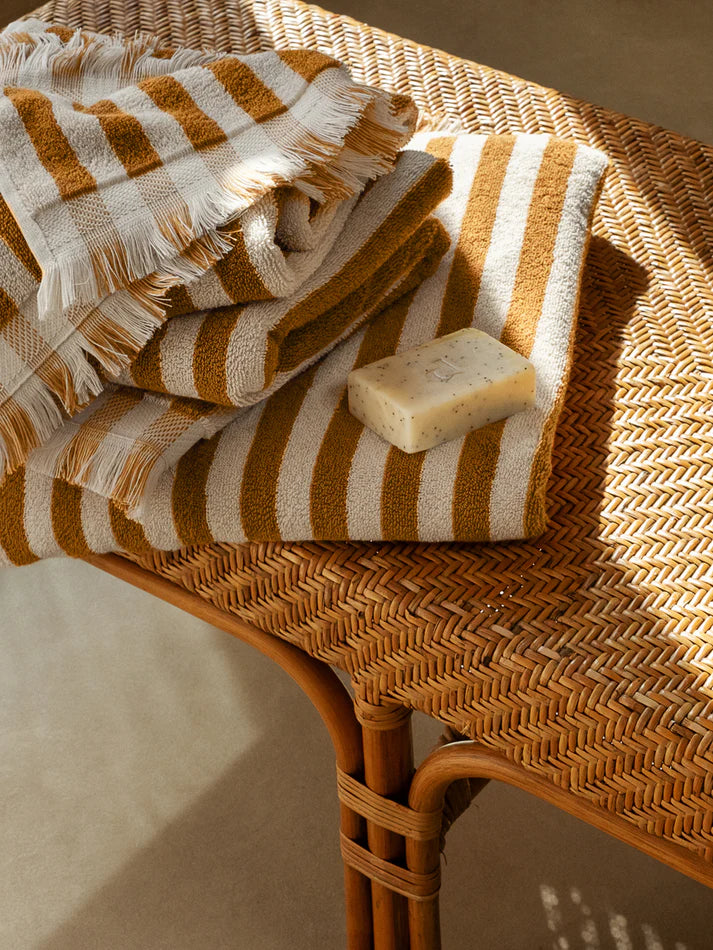 Russet Yellow Pembroke Stripe Cotton Towels