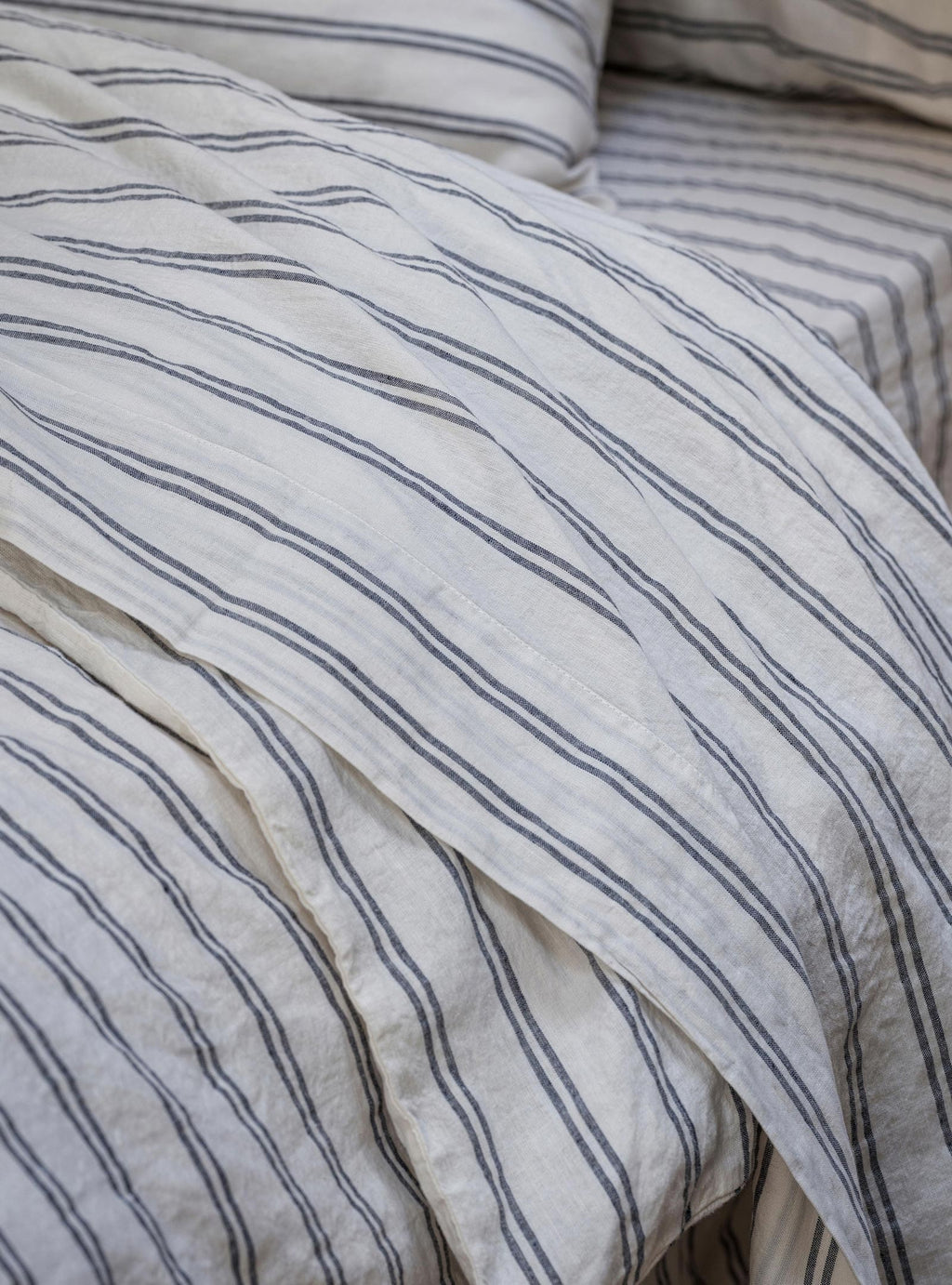 Ivory Kemptown Stripe 100% Linen Flat Sheet