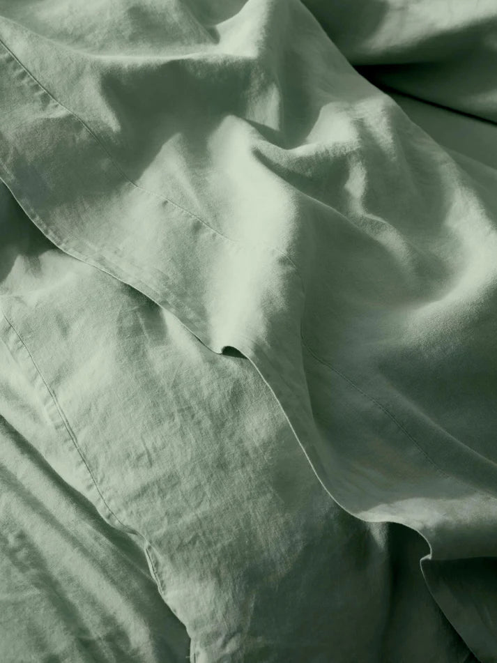 Sage Green Linen Blend Flat Sheet