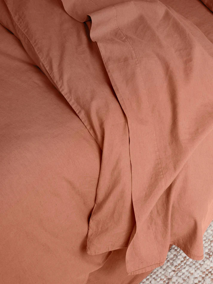 Warm Clay Linen Blend Flat Sheet
