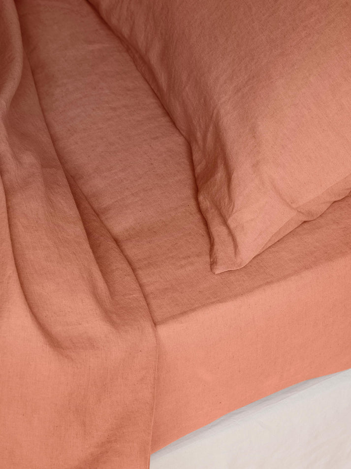 Warm Clay Linen Blend Fitted Sheet